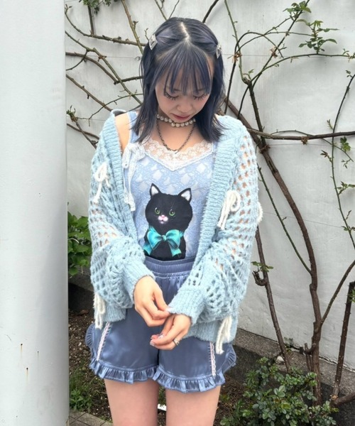 キャンディーストリッパーニットカーディガン Candy Stripper カーディガン RIBBON MESH KNIT レディース