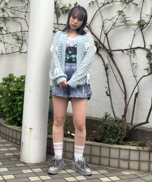 キャンディーストリッパーニットカーディガン Candy Stripper カーディガン RIBBON MESH KNIT レディース