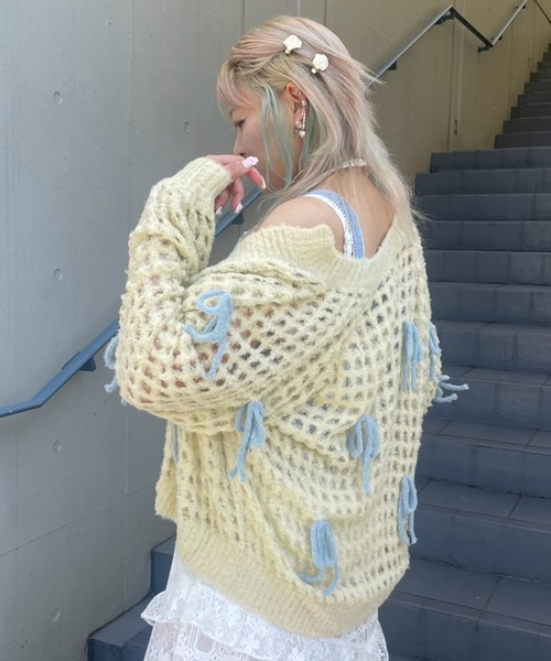 candy stripper カーディガン Candy Stripper カーディガン RIBBON MESH KNIT レディース