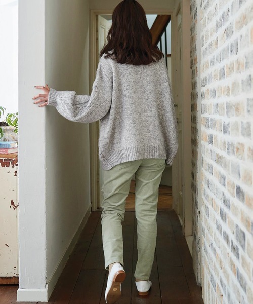 「Sunny clouds」 長袖ニット LARGE ライトグレー レディース_画像2