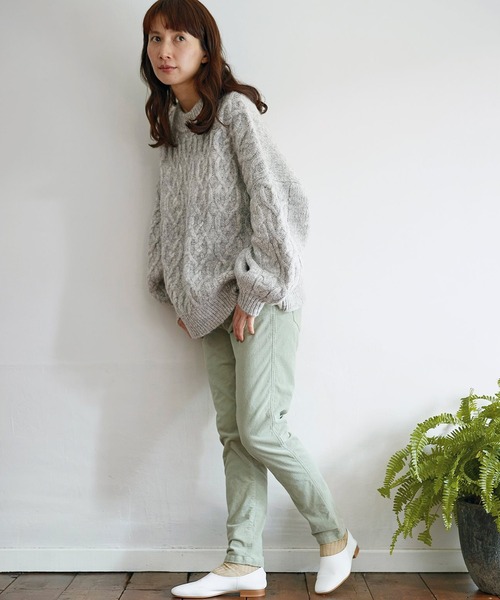 「Sunny clouds」 長袖ニット LARGE ライトグレー レディース_画像5