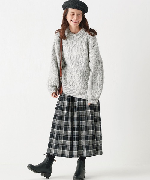 「Sunny clouds」 長袖ニット LARGE ライトグレー レディース_画像6