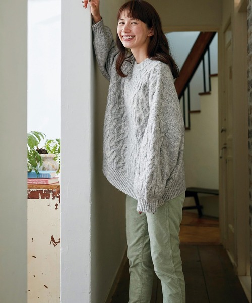 「Sunny clouds」 長袖ニット LARGE ライトグレー レディース_画像8