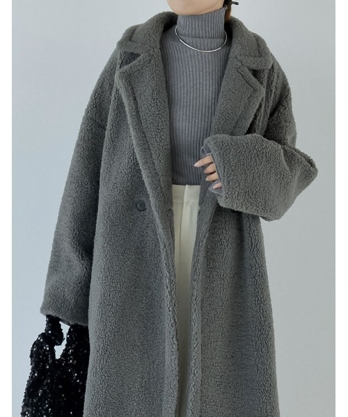 「Re:EDIT」 チェスターコート MEDIUM グレー レディース_画像9