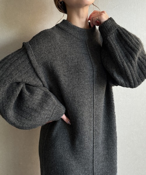 JUNOAH（ジュノア） ニットワンピース FREE グレー系その他 レディース