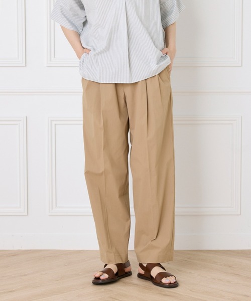 パンツ タイプライターストレッチ タックテーパードイージーパンツ レディース
