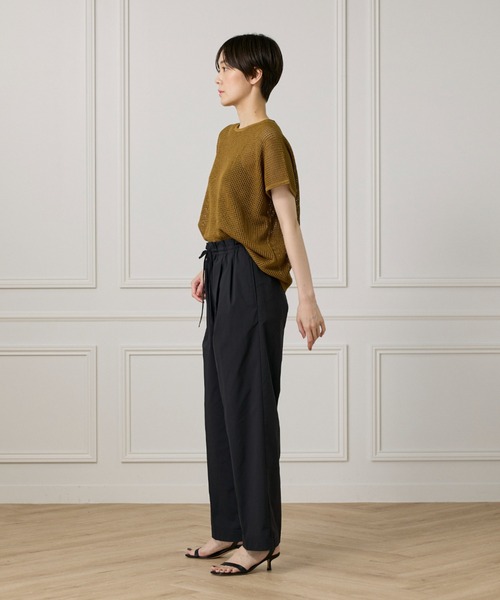 パンツ タイプライターストレッチ タックテーパードイージーパンツ レディース