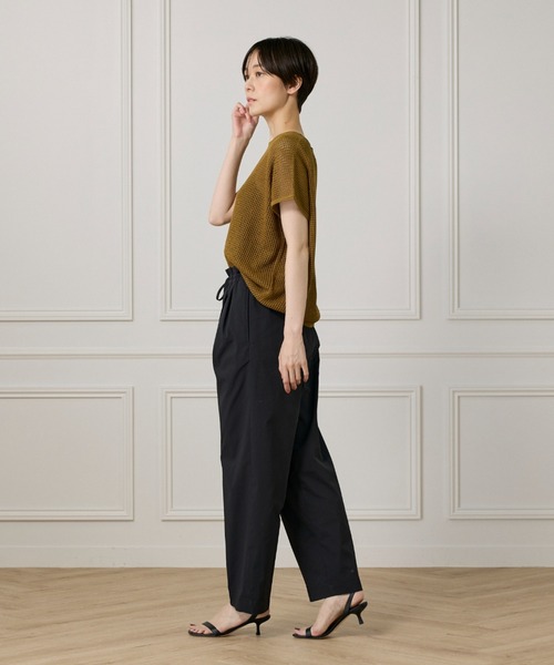 パンツ タイプライターストレッチ タックテーパードイージーパンツ レディース