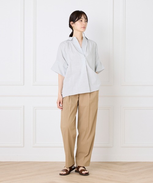 パンツ タイプライターストレッチ タックテーパードイージーパンツ レディース