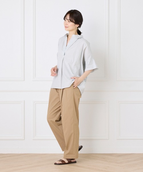 パンツ タイプライターストレッチ タックテーパードイージーパンツ レディース