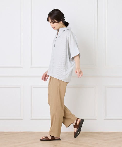 パンツ タイプライターストレッチ タックテーパードイージーパンツ レディース