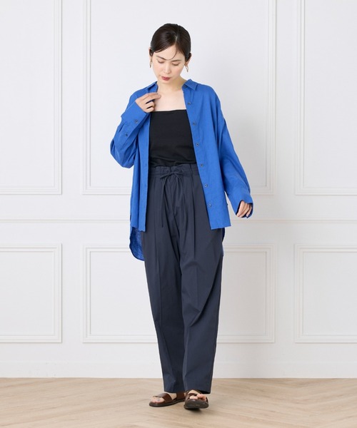 パンツ タイプライターストレッチ タックテーパードイージーパンツ レディース