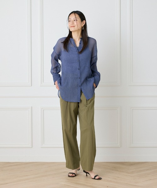 パンツ タイプライターストレッチ タックテーパードイージーパンツ レディース