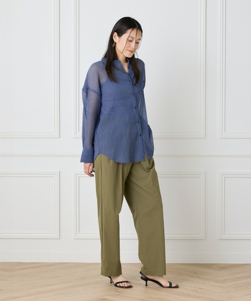 パンツ タイプライターストレッチ タックテーパードイージーパンツ レディース