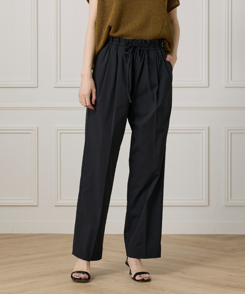 パンツ タイプライターストレッチ タックテーパードイージーパンツ レディース