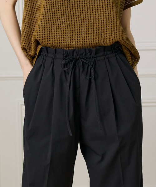 パンツ タイプライターストレッチ タックテーパードイージーパンツ レディース