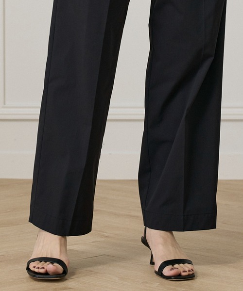 パンツ タイプライターストレッチ タックテーパードイージーパンツ レディース