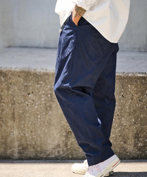 THEOREM ワイドパンツ パンツ mp13718- Routine Shadow Argyle Pattern
