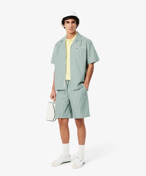 LACOSTE シャツ ストライプオープンカラーシャツ メンズ