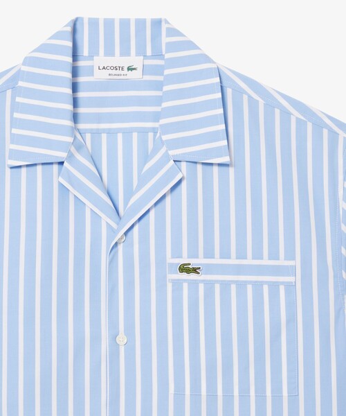 【新品未使用】LACOSTE 長袖シャツ サイズ36 水色ストライプ LACOSTE シャツ オックスフォード レギュラーカラーストライプ