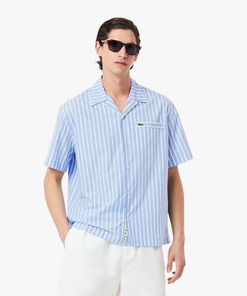 LACOSTE シャツ ストライプオープンカラーシャツ メンズ