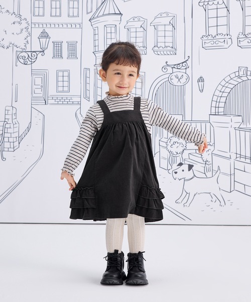 Combi mini ジャンパースカート コーデュロイ後ろフリルジャンパー