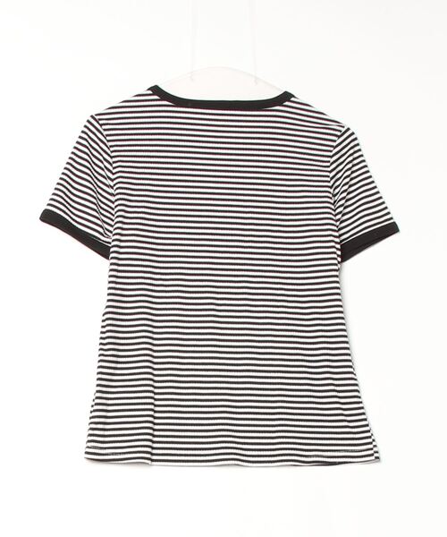「JUNOAH」 ボーダー柄半袖Tシャツ M ブラック レディース