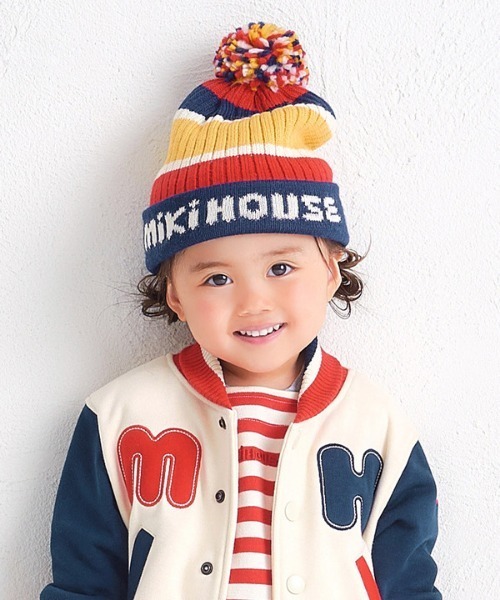 ミキハウス 帽子 ニット帽 46〜52cm くま miki HOUSE 紺 MIKI HOUSE（ミキハウス） ニット帽 ニットキャップ ワンポイント