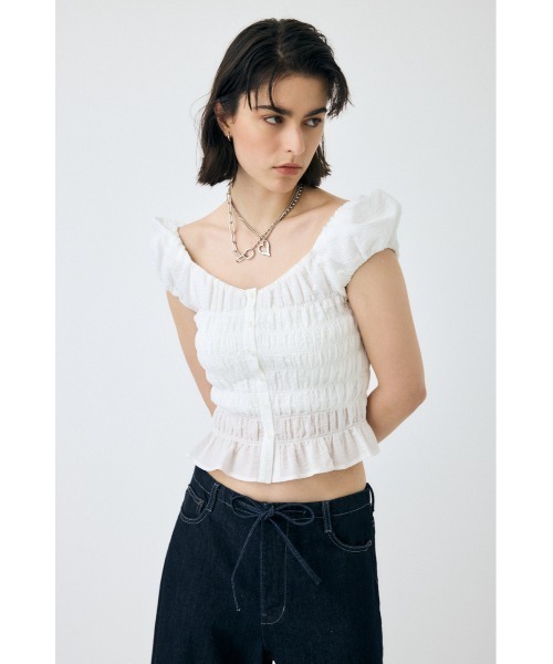 ブラウス シャツ OPEN NECK GATHER ブラウス レディース