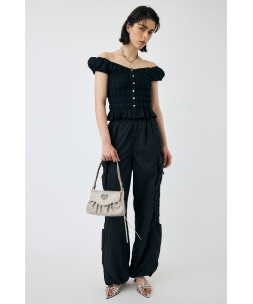 MOUSSY（マウジー） ブラウス シャツ 夏 半袖 OPEN NECK GATHER