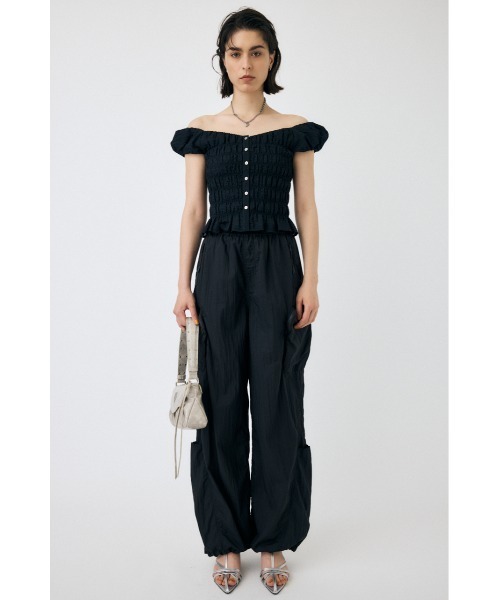 MOUSSY（マウジー） ブラウス シャツ 夏 半袖 OPEN NECK GATHER