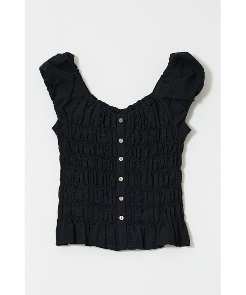 MOUSSY（マウジー） ブラウス シャツ 夏 半袖 OPEN NECK GATHER