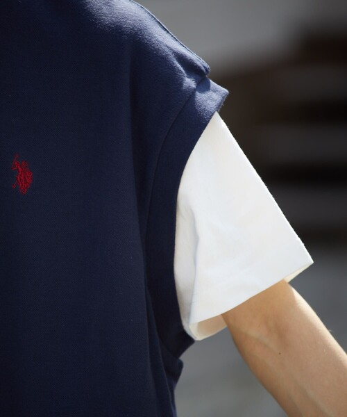 「U.S. POLO ASSN.」 ノースリーブトップス LARGE ブラック メンズ