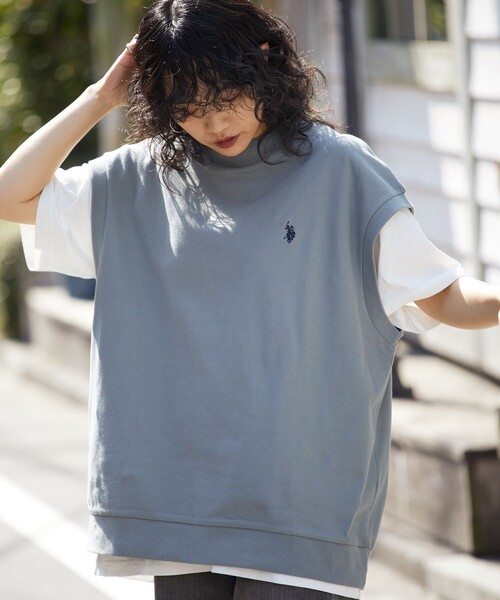 「U.S. POLO ASSN.」 ノースリーブトップス LARGE ブラック メンズ