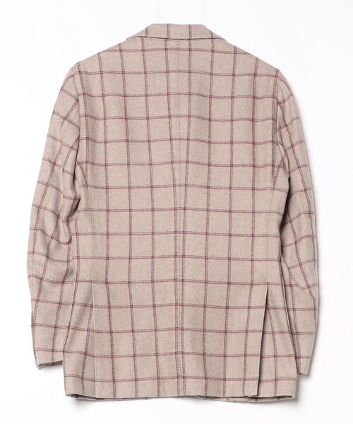 LARDINI テーラードジャケット チェック ブートニエール ベージュ 46