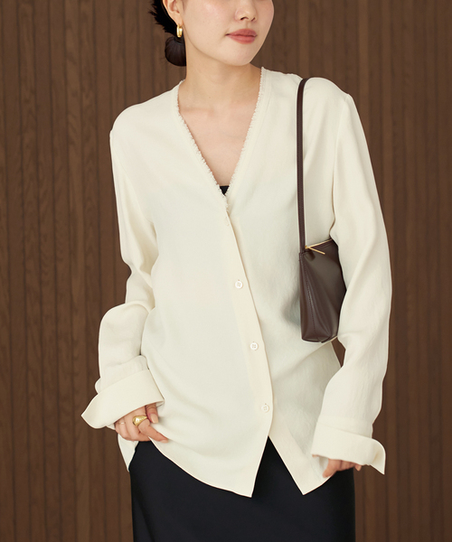 RIAM plage 24SS ノーカラーシャツ plage ブラウス シャツ 「追加」R'IAM ノーカラーシャツ