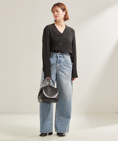 Plage RIAM ノーカラーシャツブラウス plage ブラウス シャツ 「追加」R'IAM ノーカラーシャツ