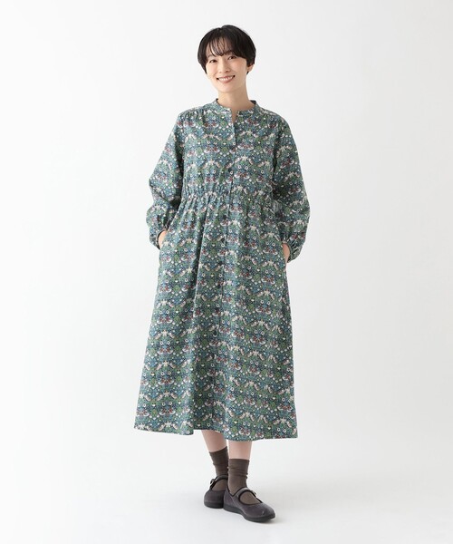 リバティ　長袖チュニックシャツワンピース　新品未使用 シャツ ワンピース 長袖 レディース UVカット シャツワンピース