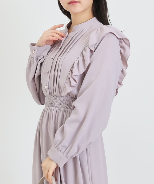 即購入可能です☆2段フリル袖パールワンピース☆ ASTORIA ODIER（アストリアオディール） ワンピース ピンタック肩