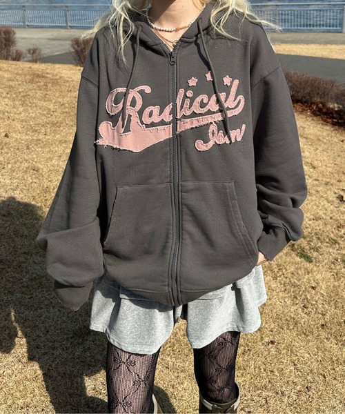 sedacle」 ジップアップパーカー LARGE チャコールグレー レディース