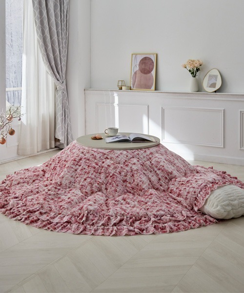 ベッド 寝具 ツイード柄フリルこたつ掛け布団│長方形 235×185cm「フルーエ/大人可愛い」_14