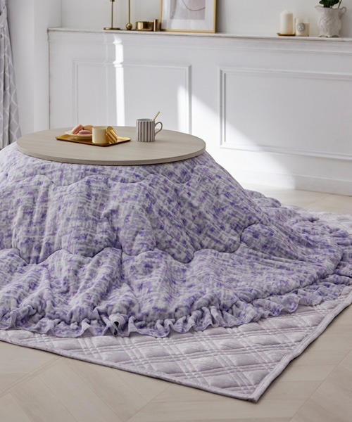 ベッド 寝具 ツイード柄フリルこたつ掛け布団│長方形 235×185cm「フルーエ/大人可愛い」_8