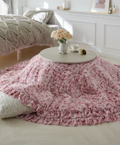 ベッド 寝具 ツイード柄フリルこたつ掛け布団│長方形 235×185cm「フルーエ/大人可愛い」_13