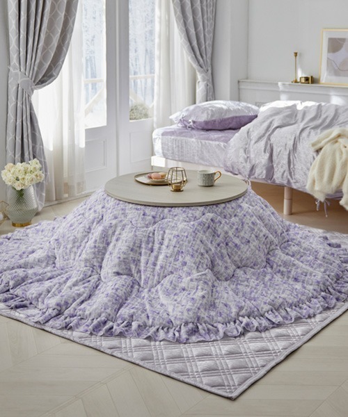ベッド 寝具 ツイード柄フリルこたつ掛け布団│長方形 235×185cm「フルーエ/大人可愛い」_5
