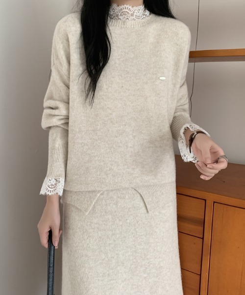 Diosfront セットアップ レースドッキングニットプルオーバー