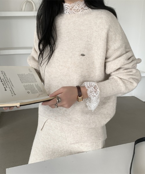 Diosfront セットアップ レースドッキングニットプルオーバー