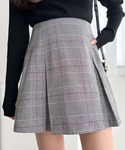 スカート ボックスプリーツグレンチェックミニスカパンの詳細画像1
