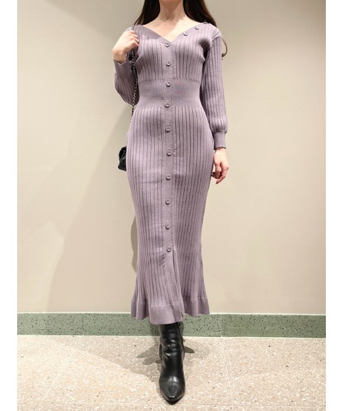 SNIDEL（スナイデル） ニットワンピース ONE SIZE パープル レディース