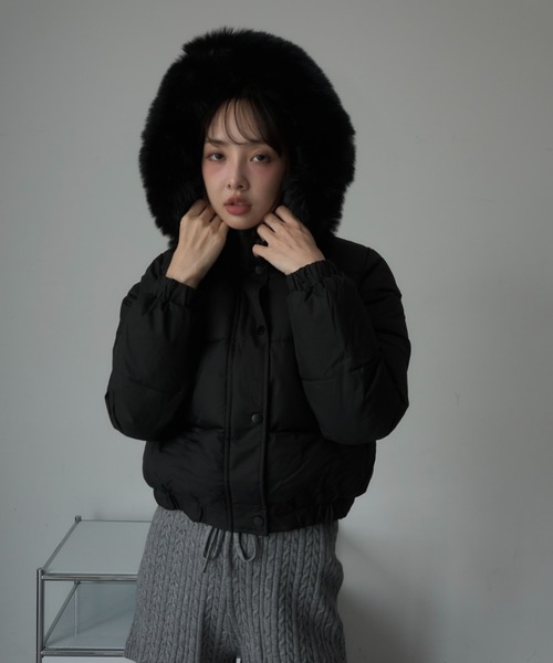 Nadana ブルゾン アウター フードファー中綿ブルゾン レディース