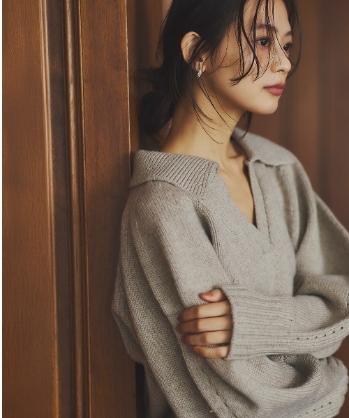 anuans（アニュアンス） ニット セーター スキッパーメランジニット